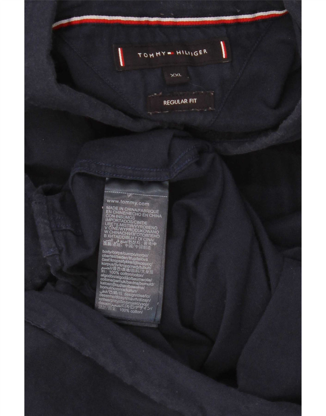 Tommy Hilfiger Mens Regular Fit Shirt 2XL Navy Blue Colourblock