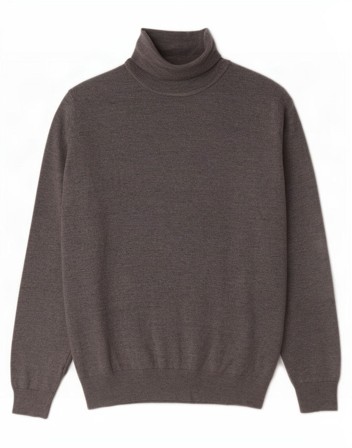 Zara Mens Roll Neck Jumper Sweater Small Grey