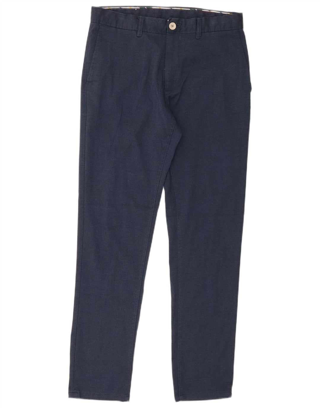 Zara Mens Slim Chino Trousers EU 38 Small W30 L29 Navy Blue Polyester