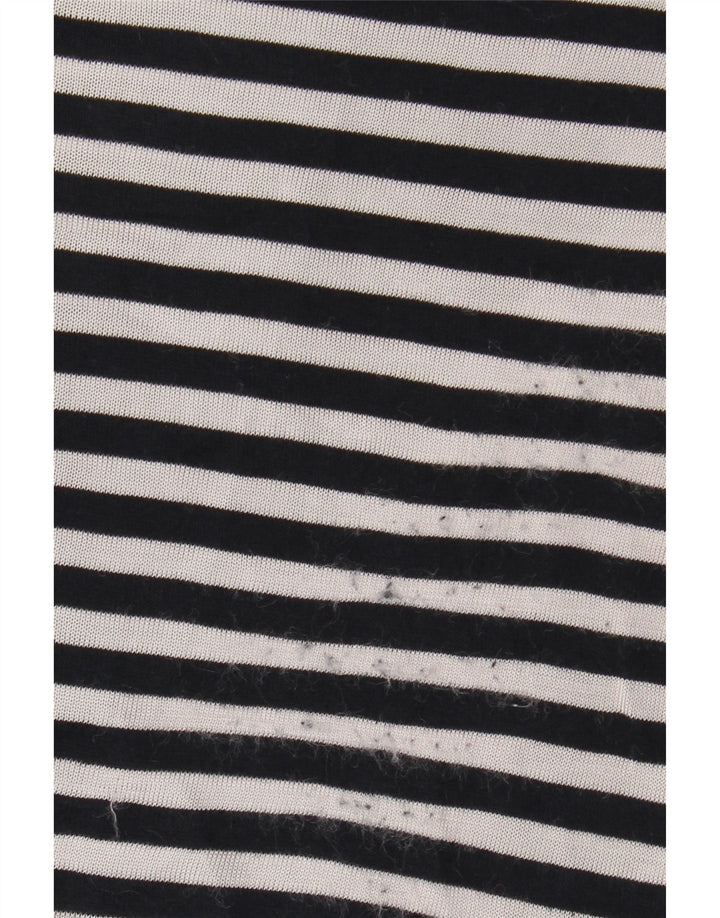 BENETTON Womens 3/4 Sleeve Blouse Top UK 10 Small Navy Blue Nautical