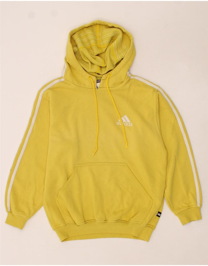 ADIDAS Girls Hoodie Jumper 11-12 Years Large Yellow Cotton Vintage Adidas and Second-Hand Adidas from Messina Hembry 