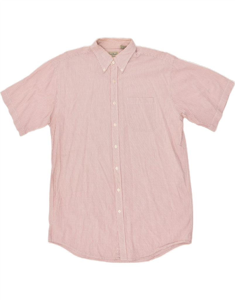 L.L.BEAN Mens Tall Short Sleeve Shirt Large Pink Pinstripe Cotton | Vintage L.L.Bean | Thrift | Second-Hand L.L.Bean | Used Clothing | Messina Hembry 