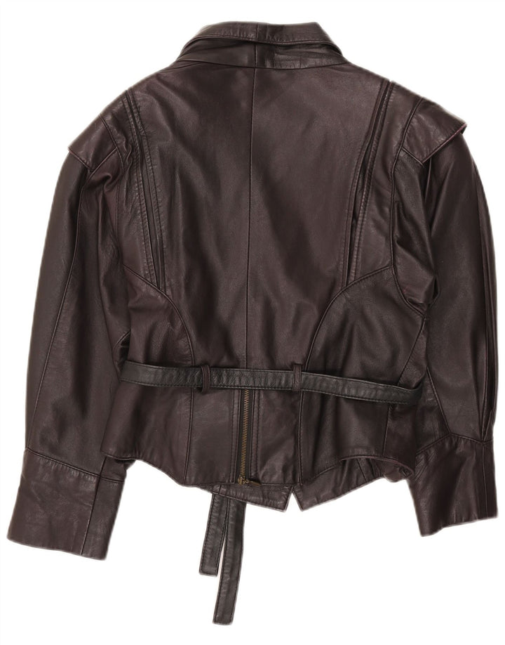 Vintage Womens Leather Jacket UK 12 Medium Black Leather