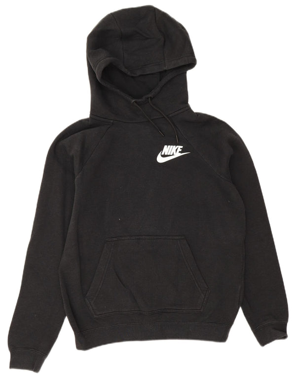 Nike Womens Oversized Hoodie Jumper UK 6 XS Black Cotton