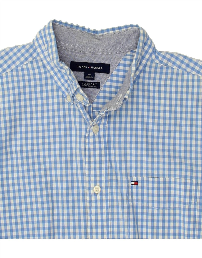 TOMMY HILFIGER Mens Classic Fit Shirt Small Blue Gingham Cotton | Vintage Tommy Hilfiger | Thrift | Second-Hand Tommy Hilfiger | Used Clothing | Messina Hembry 