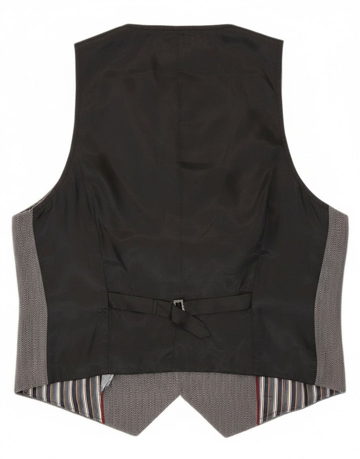 Tommy Hilfiger Mens Waistcoat XL Grey Herringbone Cotton