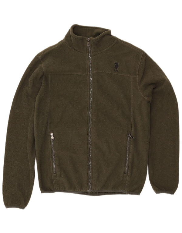 U.S. POLO ASSN. Mens Fleece Jacket Small Khaki Polyester