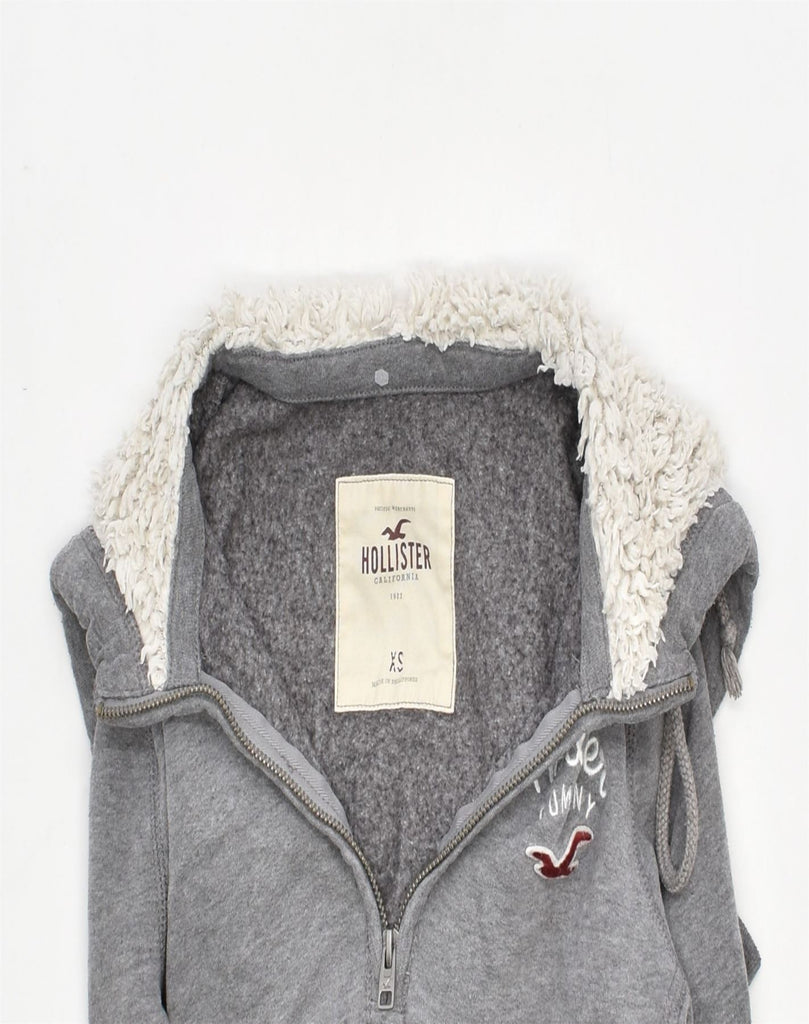 HOLLISTER Womens California 1/4 Zip Hoodie Jumper UK 6 XS Grey Cotton | Vintage | Thrift | Second-Hand | Used Clothing | Messina Hembry 