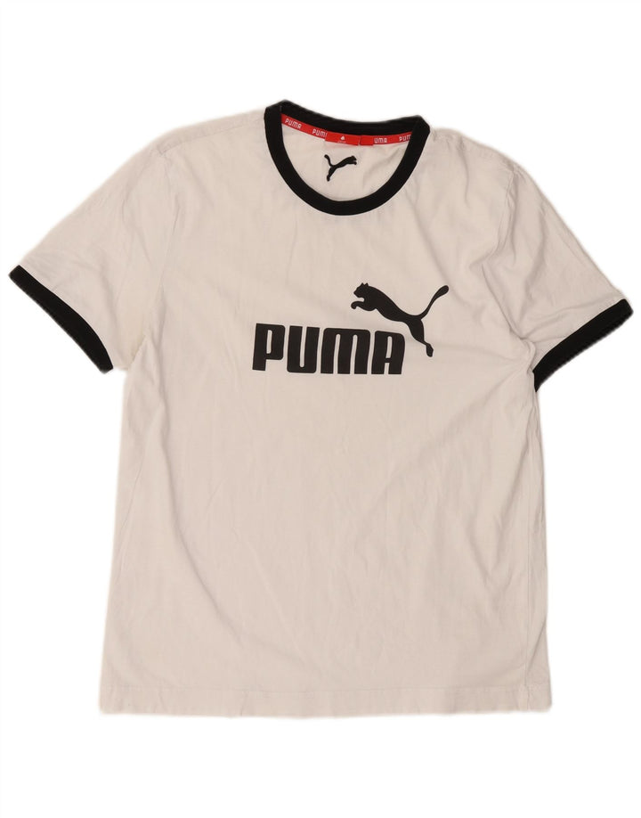 Puma Mens Graphic T-Shirt Top Medium White