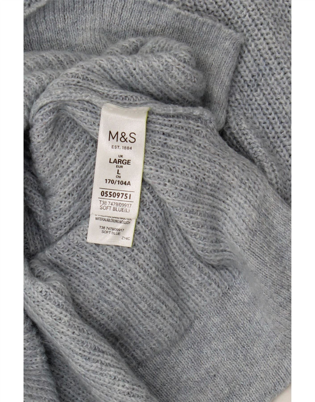 Marks & Spencer Womens Boat Neck Jumper Sweater UK 16 Large Blue Polyamide