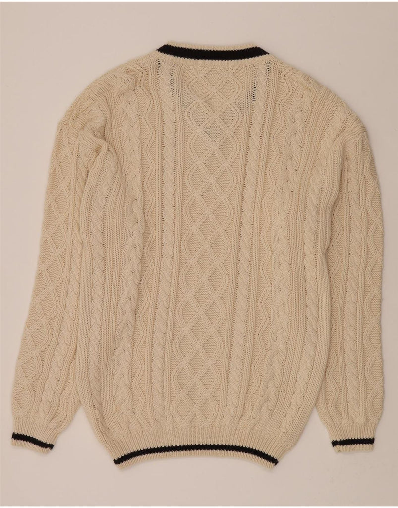COTTON REPUBLIC Mens V-Neck Jumper Sweater Medium Beige Cotton Vintage Cotton Republic and Second-Hand Cotton Republic from Messina Hembry 