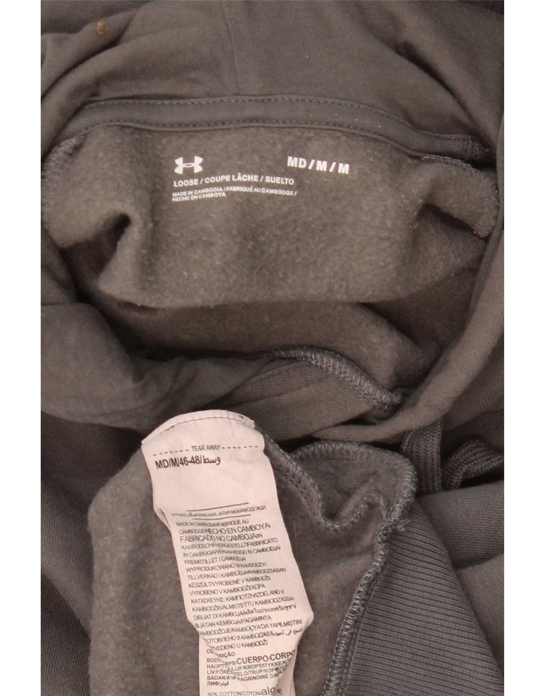 Under Armour Mens Loose Fit Hoodie Jumper Medium Grey Cotton