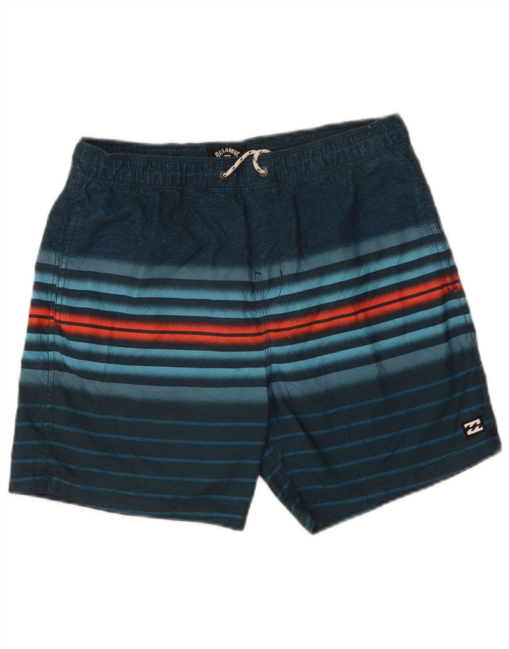 Billabong Boys Swimming Shorts 15-16 Years  Navy Blue Striped Polyester