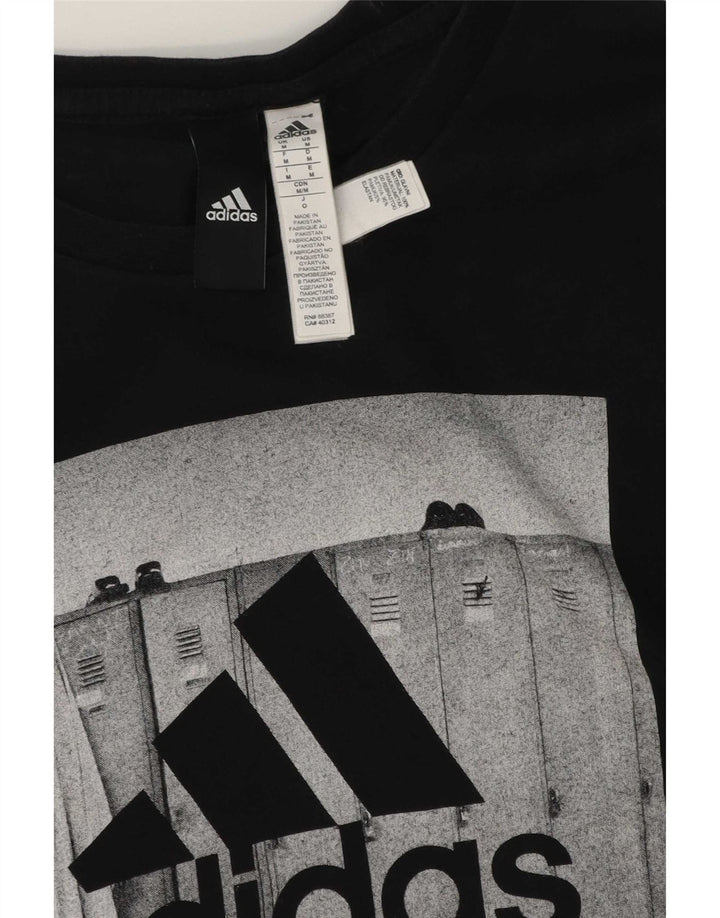Adidas Mens Graphic T-Shirt Top Medium Black Cotton