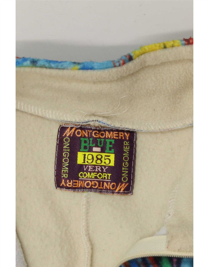 MONTGOMERY Mens Zip Neck Fleece Jumper Large Multicoloured Colourblock