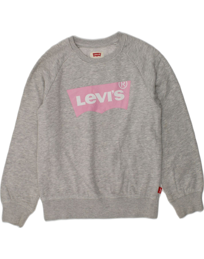 LEVI'S Girls Graphic Sweatshirt Jumper 8-9 Years Medium Grey Cotton | Vintage Levi's | Thrift | Second-Hand Levi's | Used Clothing | Messina Hembry 