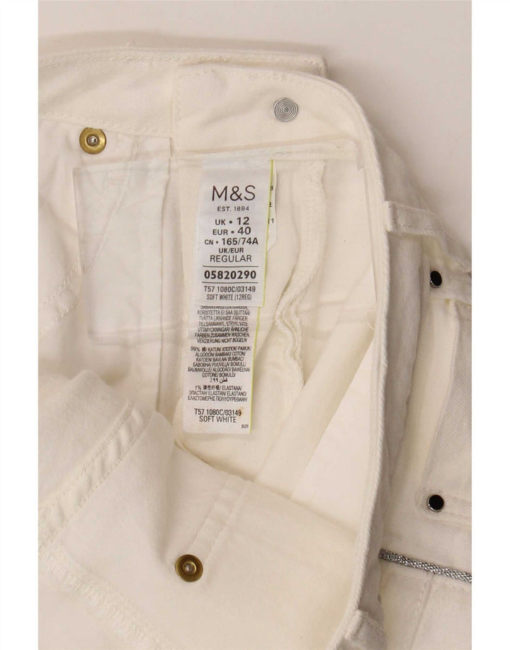 Marks & Spencer Womens Slim Casual Trousers UK 12 Medium W30 L28 White