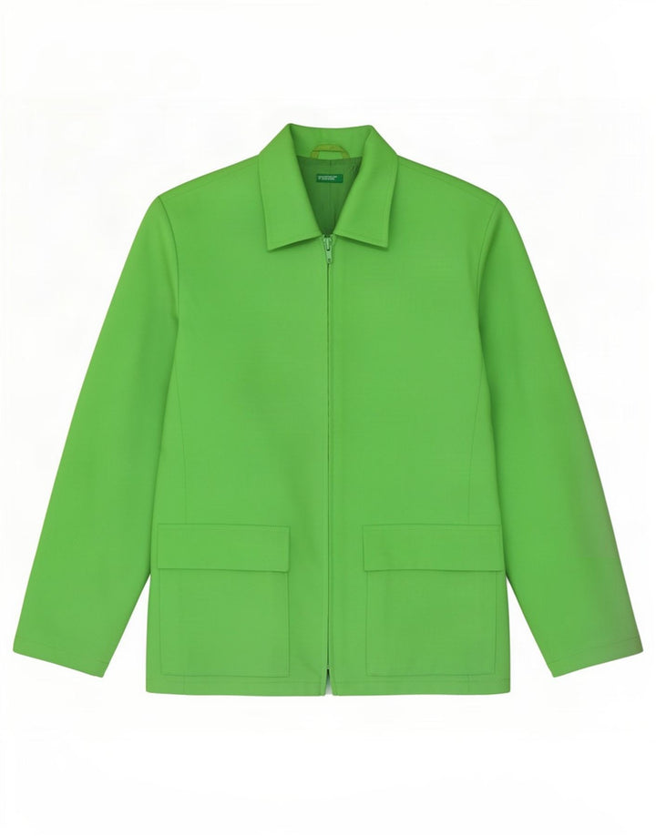 Benetton Womens Blazer Jacket IT 44 Medium Green Polyester