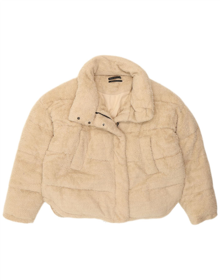 Urban Outfitters Womens Oversized Padded Fleece Jacket UK 14 Medium Beige