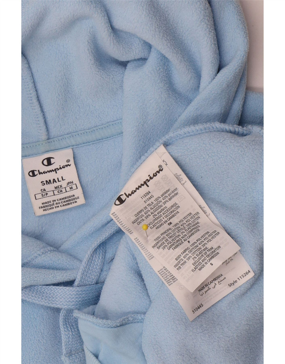 Champion Mens Fleece Graphic Hoodie Jumper Small Blue Polyester