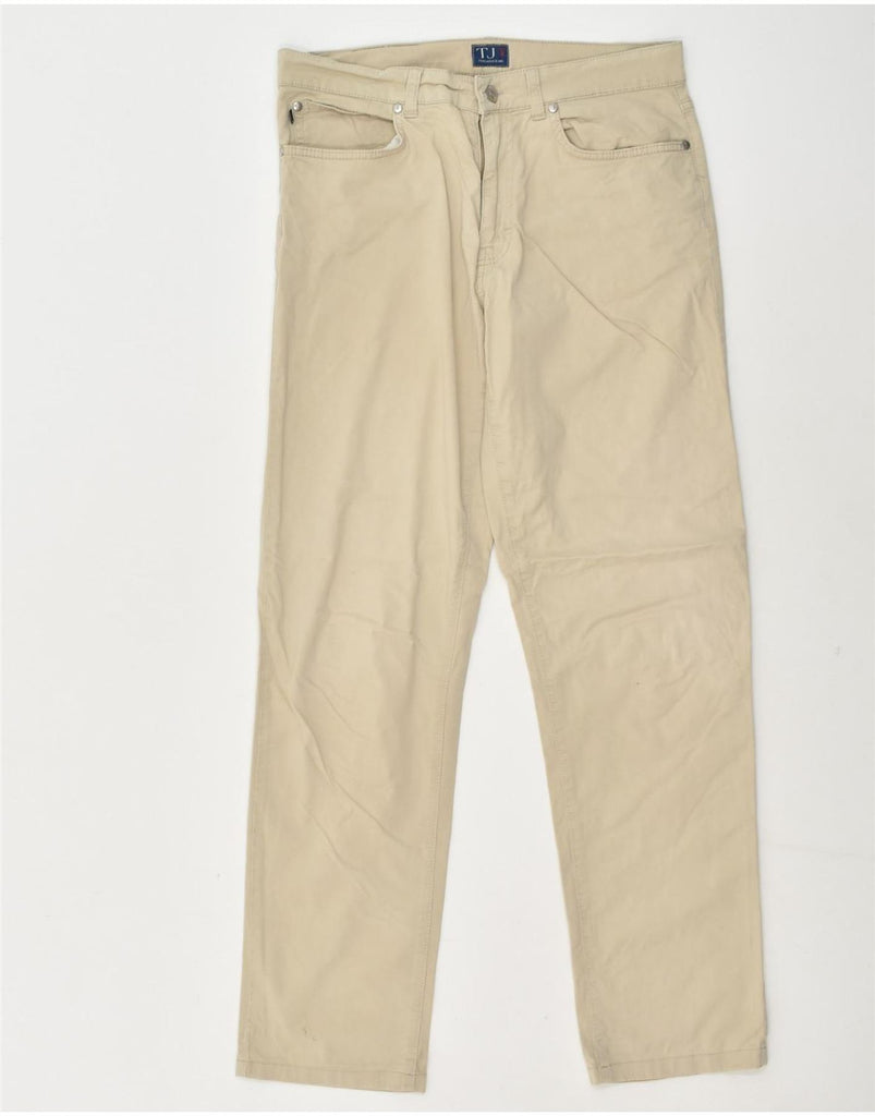 TRUSSARDI Mens Straight Casual Trousers W33 L30 Beige Cotton | Vintage Trussardi | Thrift | Second-Hand Trussardi | Used Clothing | Messina Hembry 