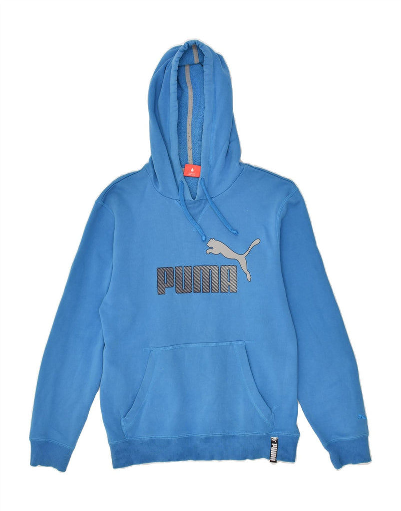 PUMA Mens Graphic Hoodie Jumper Small Blue Cotton | Vintage Puma | Thrift | Second-Hand Puma | Used Clothing | Messina Hembry 