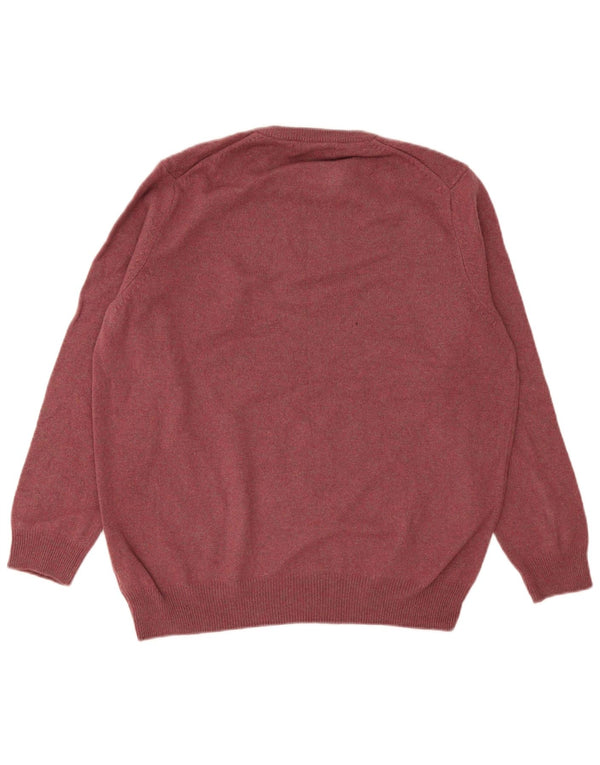 Marks & Spencer Mens Crew Neck Jumper Sweater XL Burgundy Lambswool