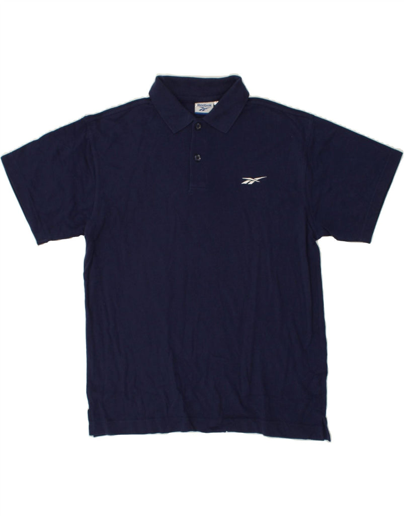 REEBOK Mens Polo Shirt Medium Navy Blue Cotton | Vintage Reebok | Thrift | Second-Hand Reebok | Used Clothing | Messina Hembry 