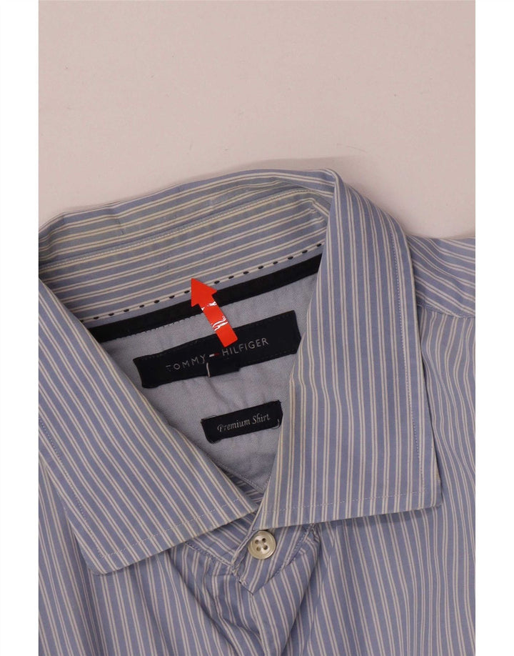 Tommy Hilfiger Mens Regular Fit Shirt XL Blue Striped Cotton