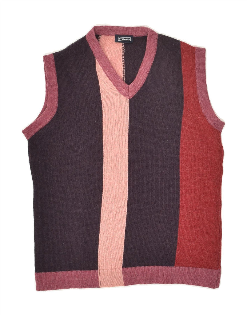 STEFANEL Womens Vest Tank Top UK 12 Medium Black Colourblock Wool | Vintage Stefanel | Thrift | Second-Hand Stefanel | Used Clothing | Messina Hembry 