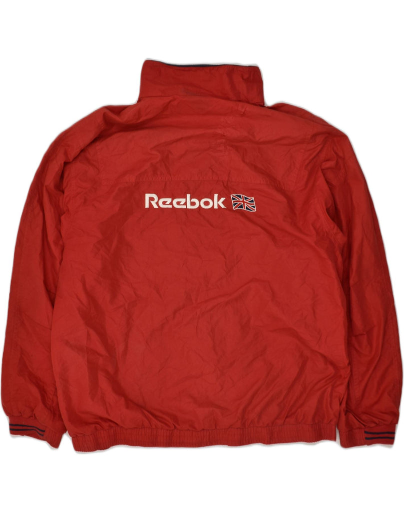 REEBOK Mens Graphic Bomber Jacket UK 38 Medium Red Polyester | Vintage Reebok | Thrift | Second-Hand Reebok | Used Clothing | Messina Hembry 