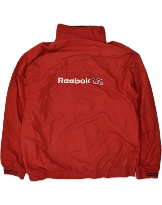 REEBOK Mens Graphic Bomber Jacket UK 38 Medium Red Polyester