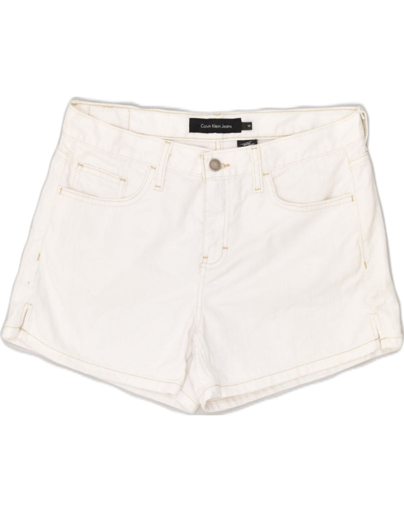 CALVIN KLEIN Womens Hot Pants US 10 Large W34 White Cotton | Vintage Calvin Klein | Thrift | Second-Hand Calvin Klein | Used Clothing | Messina Hembry 