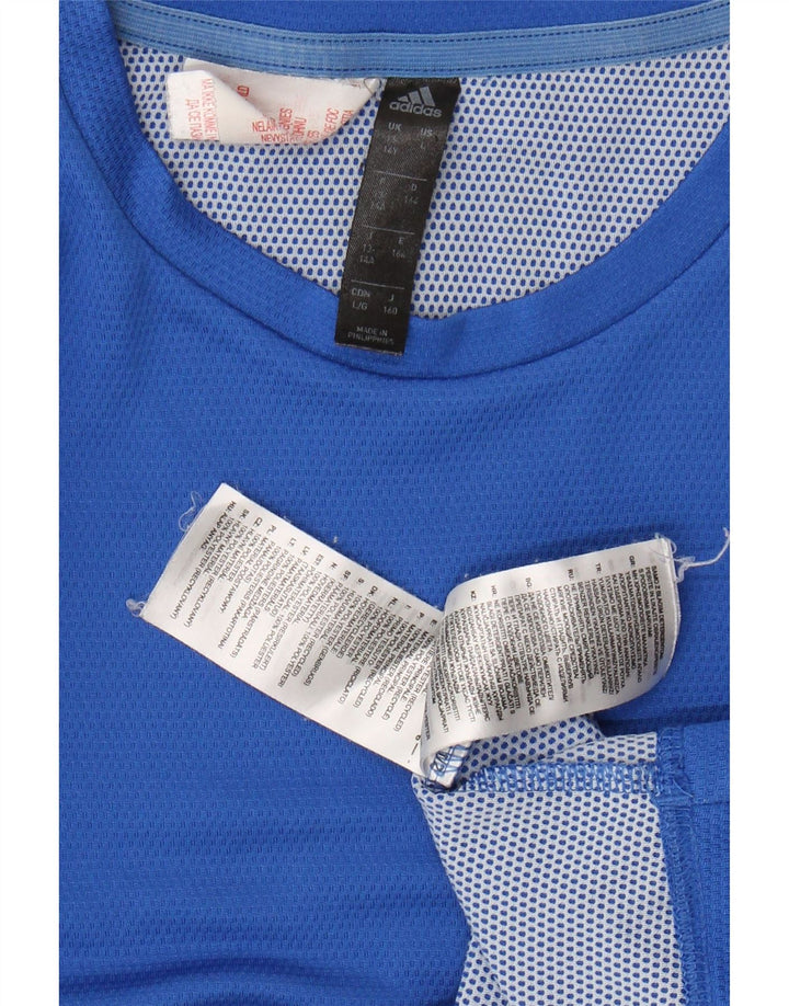 ADIDAS Boys Aeroready T-Shirt Top 13-14 Years Blue Polyester
