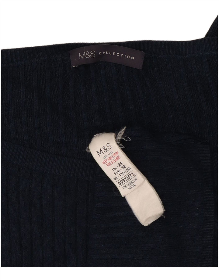 Marks & Spencer Womens Top Long Sleeve UK 24 4XL  Navy Blue Viscose