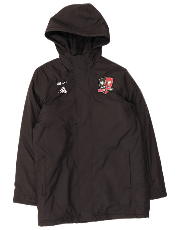 Adidas Boys Hooded Padded Jacket 11-12 Years Black Polyester