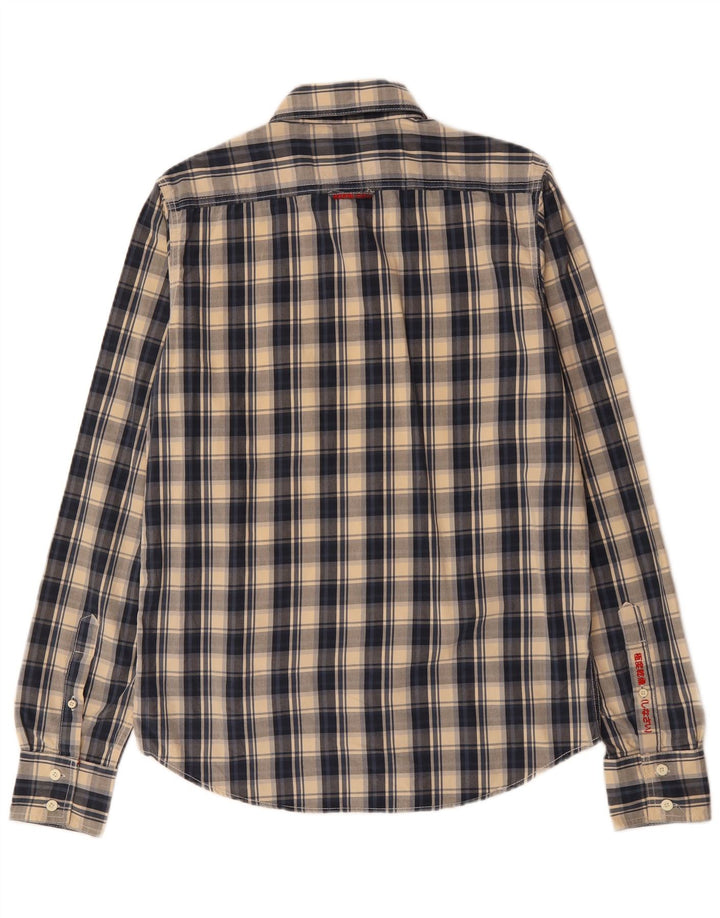 SUPERDRY Mens Shirt Large Navy Blue Check Cotton