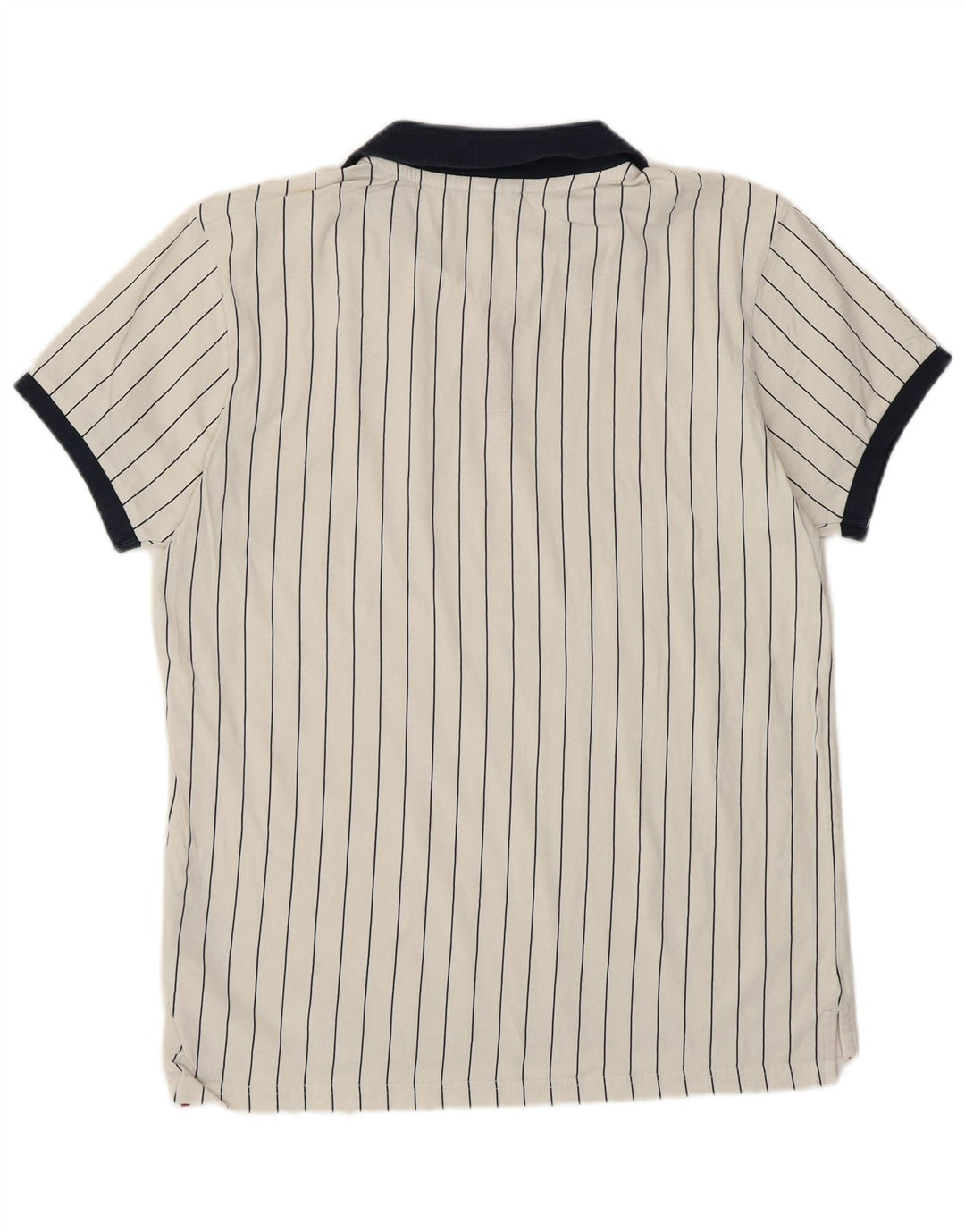 FILA Mens Tennis Polo Shirt Small White Pinstripe Cotton