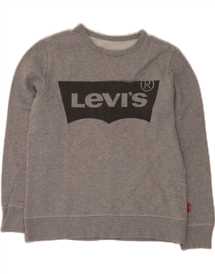 LEVI'S Girls Graphic Sweatshirt Jumper 13-14 Years Grey Vintage Levi's and Second-Hand Levi's from Messina Hembry 