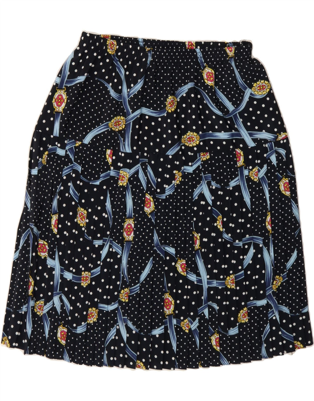 VINTAGE Womens A-Line Skirt W28 Medium Navy Blue Polka Dot Vintage Vintage and Second-Hand Vintage from Messina Hembry 