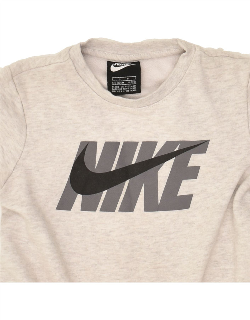 NIKE Boys Graphic Sweatshirt Jumper 6-7 Years Large  Grey Cotton | Vintage Nike | Thrift | Second-Hand Nike | Used Clothing | Messina Hembry 