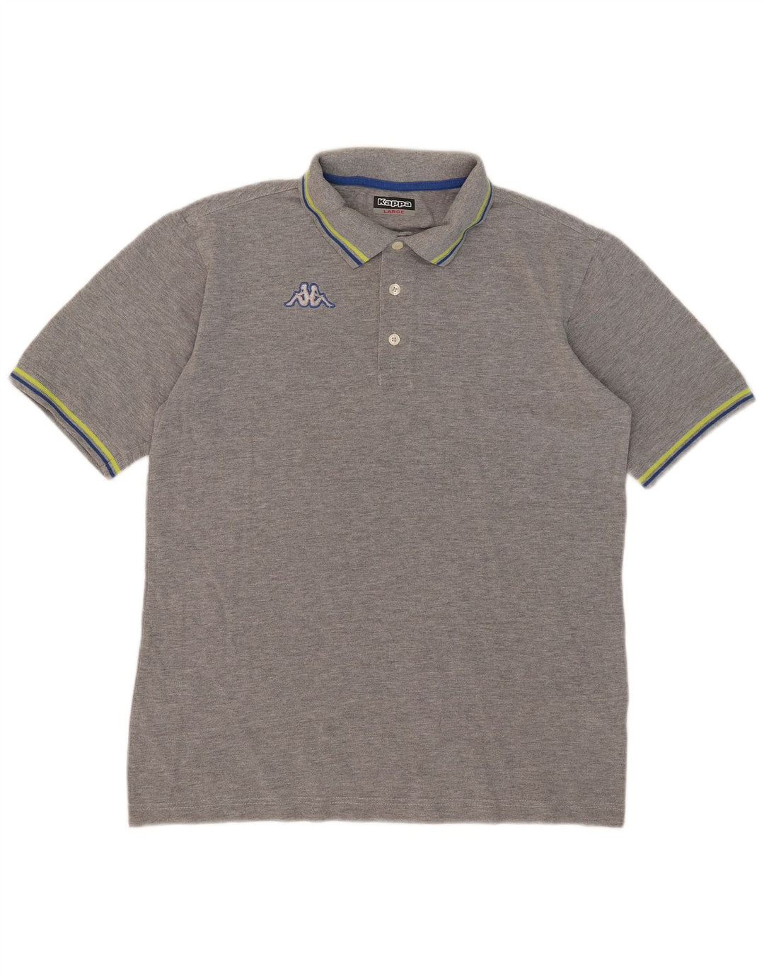 Kappa Mens Polo Shirt Large Grey Striped Cotton