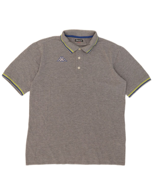 Kappa Mens Polo Shirt Large Grey Striped Cotton