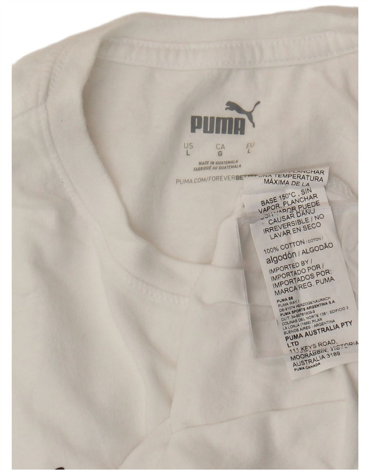 Puma Womens Graphic T-Shirt Top UK 16 Large White Cotton