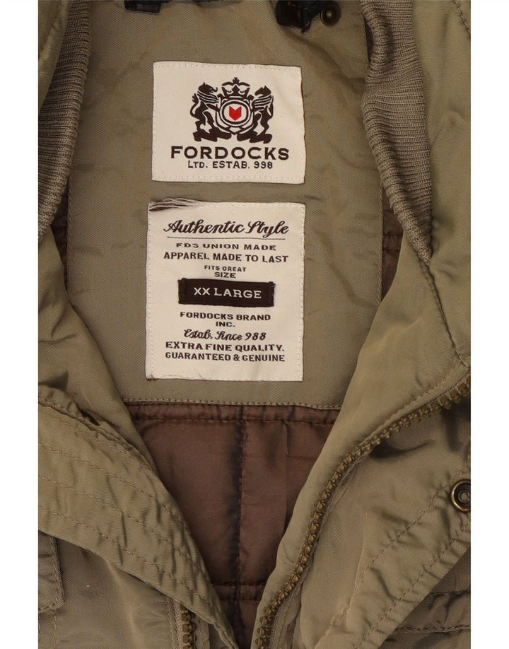 FORDOCKS Mens Utility Jacket UK 44 2XL Khaki Polyester