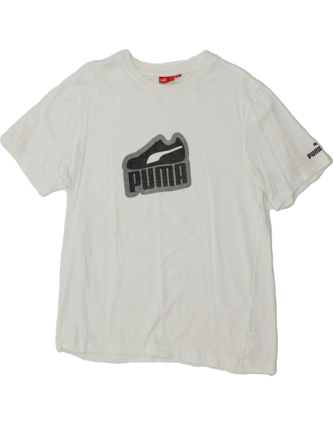 PUMA Mens Graphic T-Shirt Top Large White Vintage Puma and Second-Hand Puma from Messina Hembry 