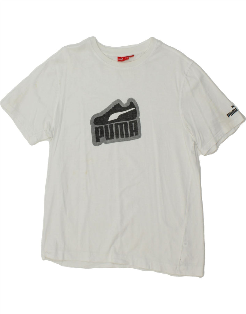 PUMA Mens Graphic T-Shirt Top Large White Vintage Puma and Second-Hand Puma from Messina Hembry 