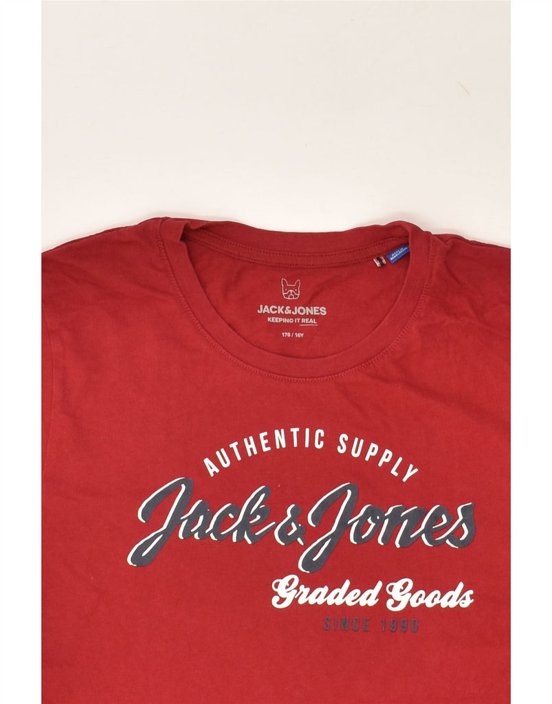 JACK & JONES Boys Graphic T-Shirt Top 15-16 Years Red | Vintage Jack & Jones | Thrift | Second-Hand Jack & Jones | Used Clothing | Messina Hembry 