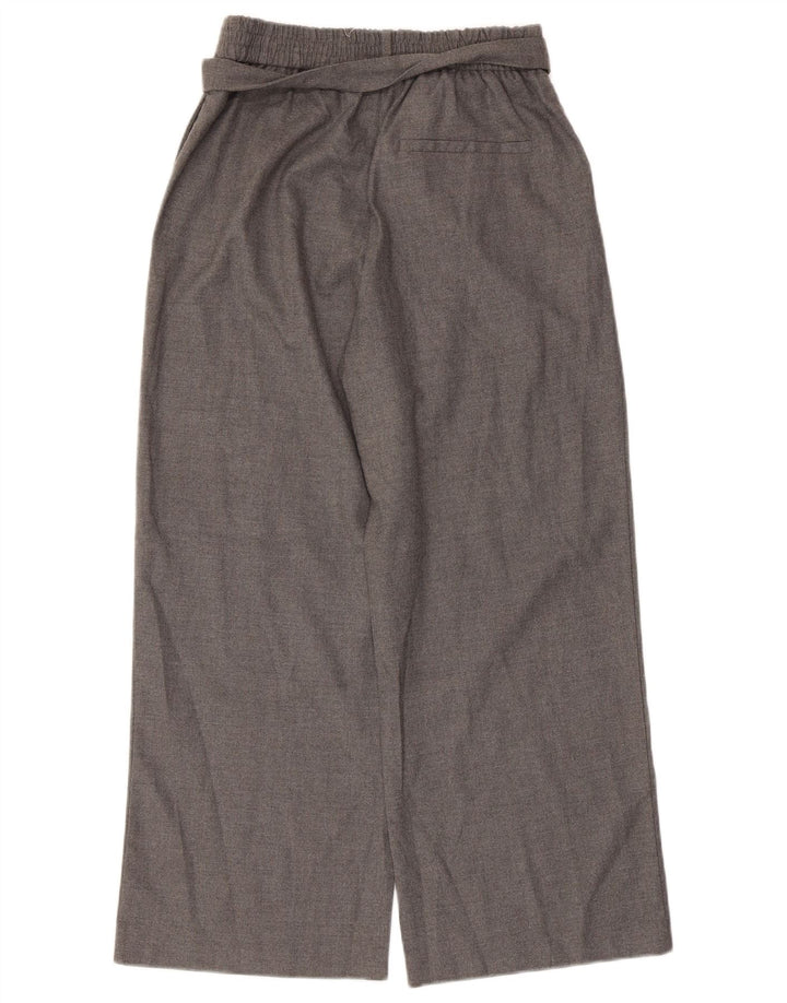 Zara Womens Wide Leg Cropped Trousers Small Grey Polyester