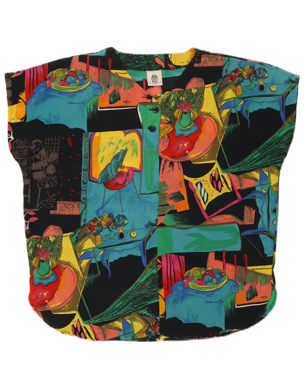 NEW FAST Womens Abstract Pattern Blouse Top EU 42 Large Black Polyester